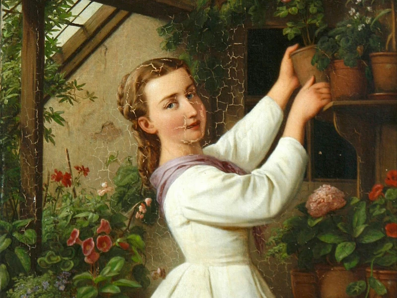 1815-Edvard Lehmann - Ragazza in una serra - 1869